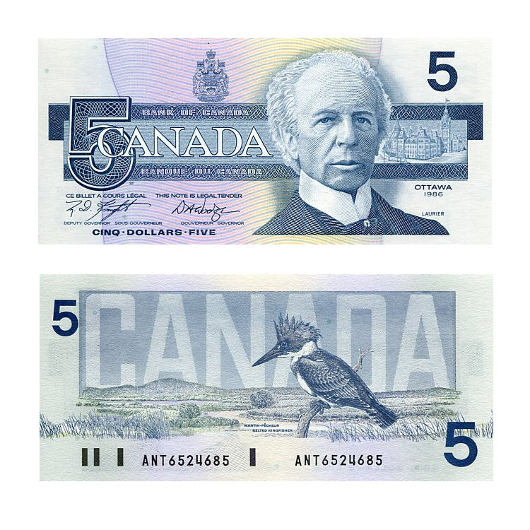 Banknot Kanada 5 Dolarów 1986 r. UNC