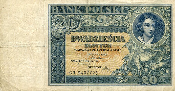 Banknot Polska 20 Złotych 1931 r. CN