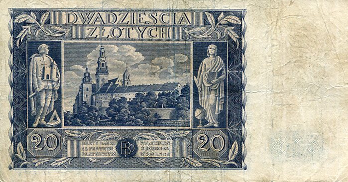 Banknot Polska 20 Złotych 1936 r. AJ