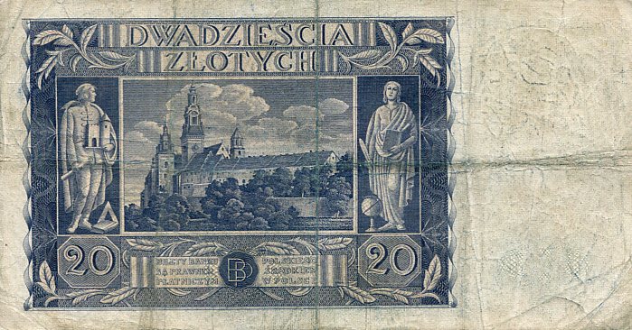 Banknot Polska 20 Złotych 1936 r. CB