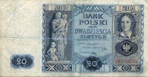 Banknot Polska 20 Złotych 1936 r. BB