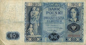 Banknot Polska 20 Złotych 1936 r. AU