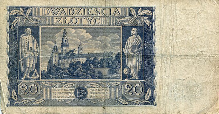 Banknot Polska 20 Złotych 1936 r. AU