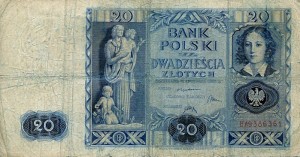 Banknot Polska 20 Złotych 1936 r. BA