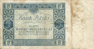 Banknot Polska 5 Złotych 1930 r. BŁ