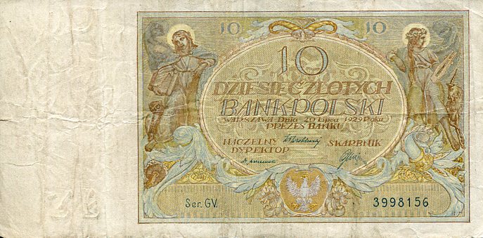 Banknot Polska 10 Złotych 1929 r. GV