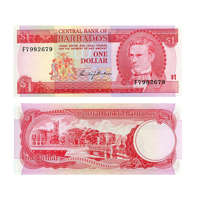 Banknot Barbados 1 Dollar 1973 r. UNC