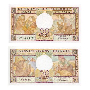 Banknot Belgia 50 Francs 1956 r. UNC