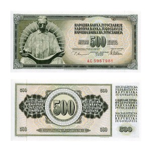 Banknot Jugosławia 500 Dinara 1978 r. UNC