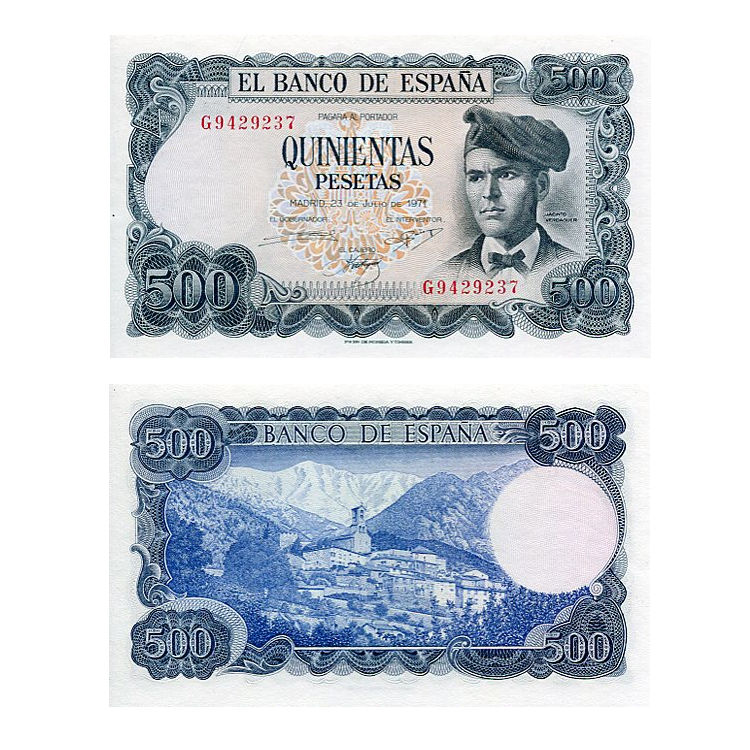 Banknot Hiszpania 500 Pesetas 1971 r. UNC