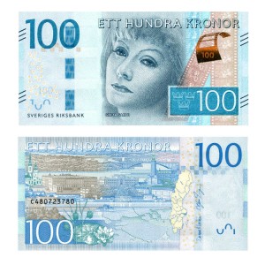 Banknot Szwecja 100 Koron 2015 r. UNC