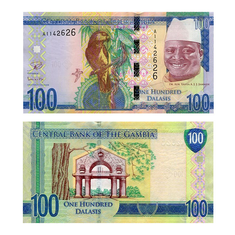 Banknot Gambia 100 Dalasis 2015 r. UNC