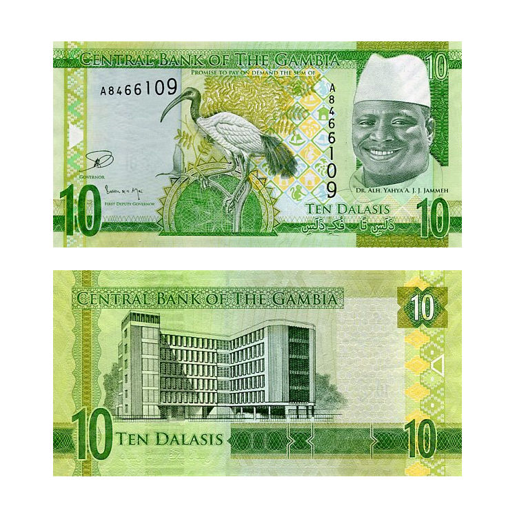 Banknot Gambia 10 Dalasis 2015 r. UNC