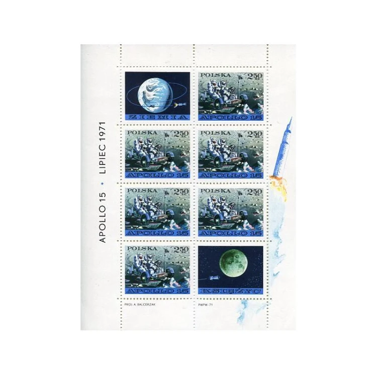 Polska Bloczek** Badanie kosmosu - "Apollo 15" 1971 r.