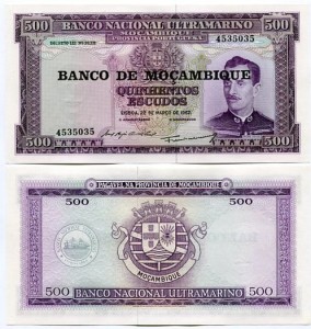 Mozambik 500 Escudos 1967 r. UNC
