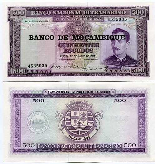 Mozambik 500 Escudos 1967 r. UNC