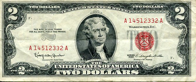 Banknot USA 2 Dolary 1963 r.