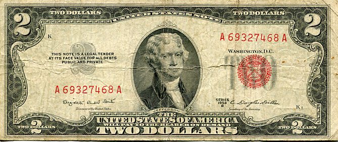 Banknot USA 2 Dolary 1953 r.
