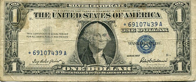 Banknot USA 1 Dolar 1957 r. Silver Certificate ☆