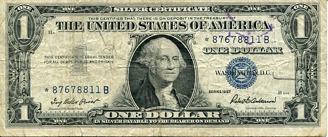 Banknot USA 1 Dolar 1957 r. Silver Certificate ☆
