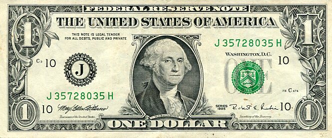 Banknot USA 1 Dolar 1995 r. Kansas City J