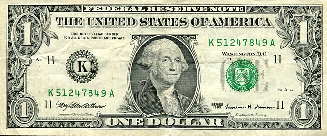 Banknot USA 1 Dolar 1999 r. Dallas K