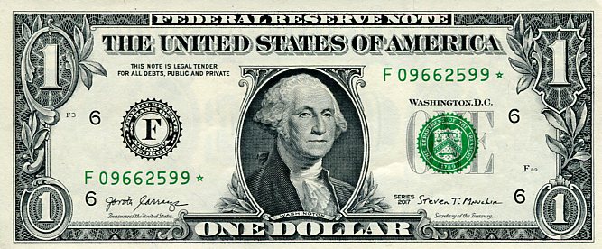 Banknot USA 1 Dolar 2017 r. Atlanta F ☆