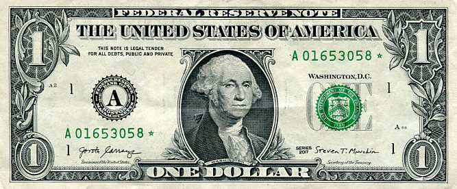 Banknot USA 1 Dolar 2017 r. Boston A ☆