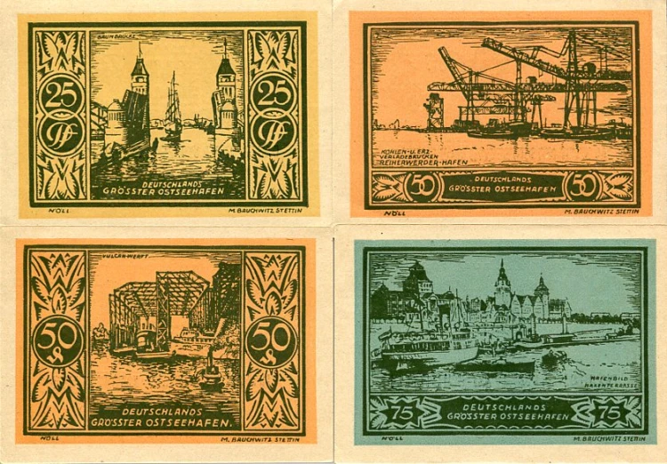 Notgeldy Szczecin Stettin 1922 r. Porty Szczecina