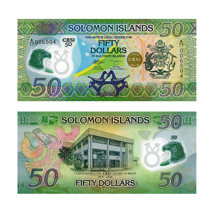 Banknot Wyspy Salomona 50 Dolarów 2026 r. Polimer UNC
