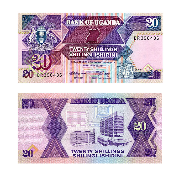 Banknot Uganda 20 szylingów 1988 r. UNC