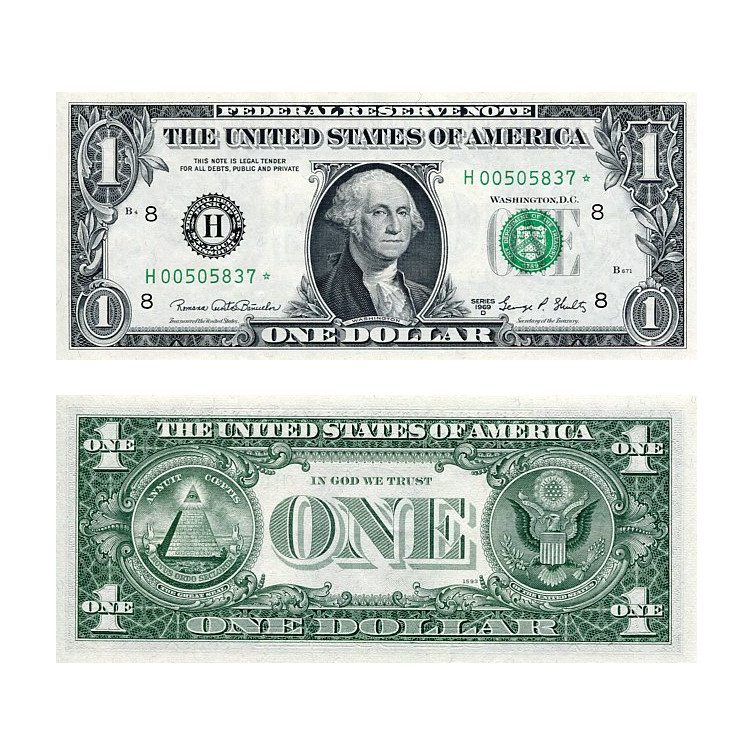 Banknot USA 1 Dolar 1969 r. Saint Louis H ☆ UNC