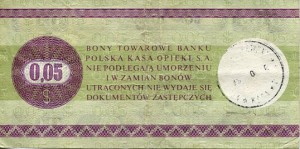 Bon Towarowy Pekao 5 Centów 1979 r.