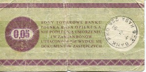 Bon Towarowy Pekao 5 Centów 1979 r.
