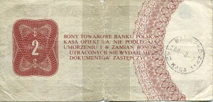 Bon Towarowy Pekao 2 Dolary 1979 r.