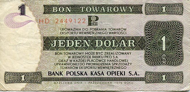 Bon Towarowy Pekao 1 Dolar 1979 r.