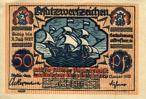 Notgeld Szczecin Stettin 50 Pf 1922 r.