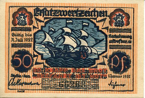 Notgeld Szczecin Stettin 50 Pf 1922 r.
