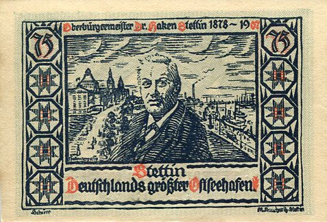 Notgeld Szczecin Stettin 75 Pf 1922 r.