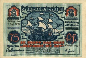 Notgeld Szczecin Stettin 75 Pf 1922 r.