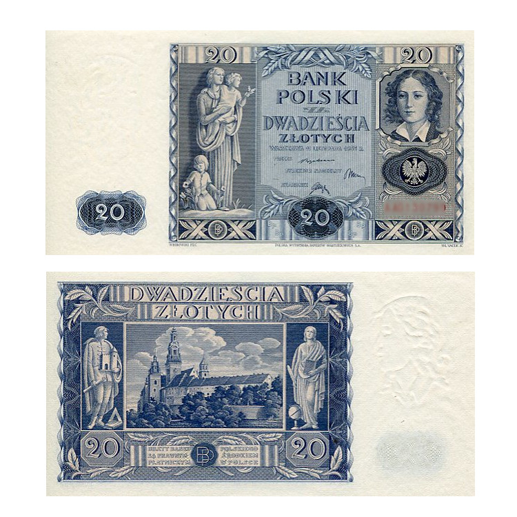 Banknot Polska 20 Złotych 1936 r. UNC