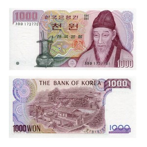 Banknot Korea Południowa 1000 Won 1983 r. UNC