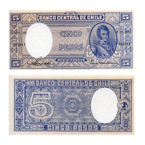 Banknot Chile 5 Pesos 1958 r. UNC