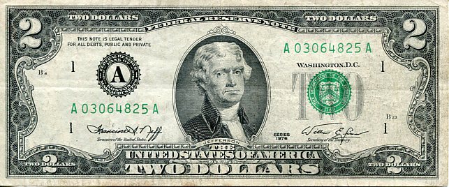 Banknot USA 2 Dolary 1976 r. Boston A
