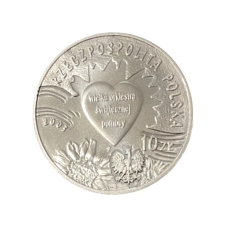 Polska 10 zł 10 lat Wielkiej Orkiestry Świątecznej Pomocy 2003 r. Awers