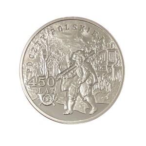 Polska 10 zł Ag 450 lat Poczty Polskiej 2008 r. Rewers