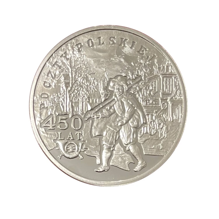 Polska 10 zł Ag 450 lat Poczty Polskiej 2008 r. Rewers