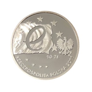 Polska 10 zł Ag Przewodnictwo Polski w Radzie UE 2011 r. Awers