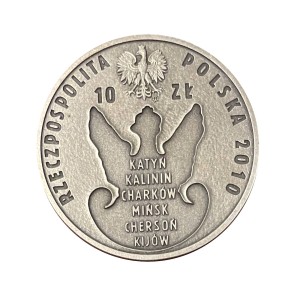 Polska 10 zł Ag 70. rocznica zbrodni katyńskiej 2010 r. Awers