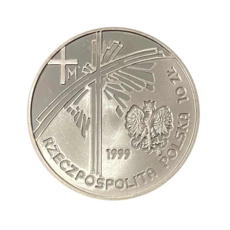 Polska 10 zł Ag  Jan Paweł II - Papież pielgrzym 1999 r. Awers